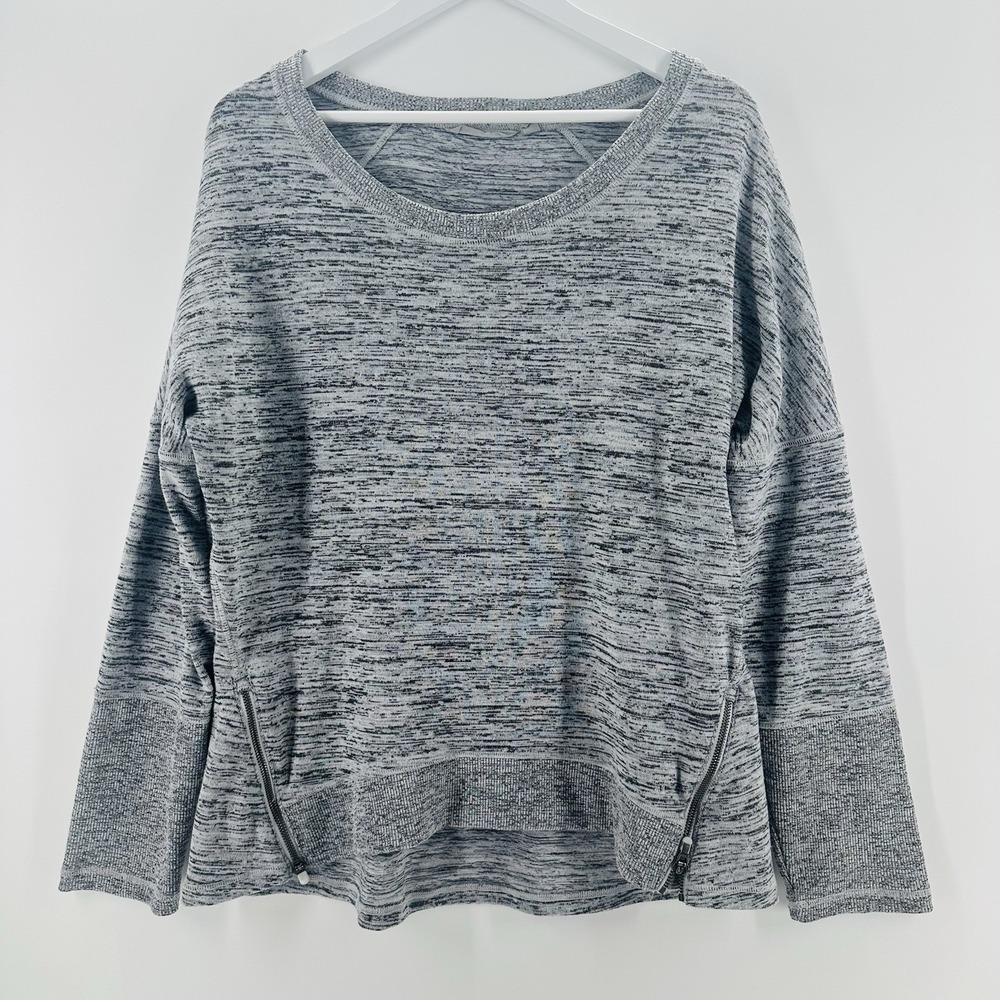 Athleta Gray Blissful Sharkbite Zipper‎ Casual Sweater Pullover XL R1008